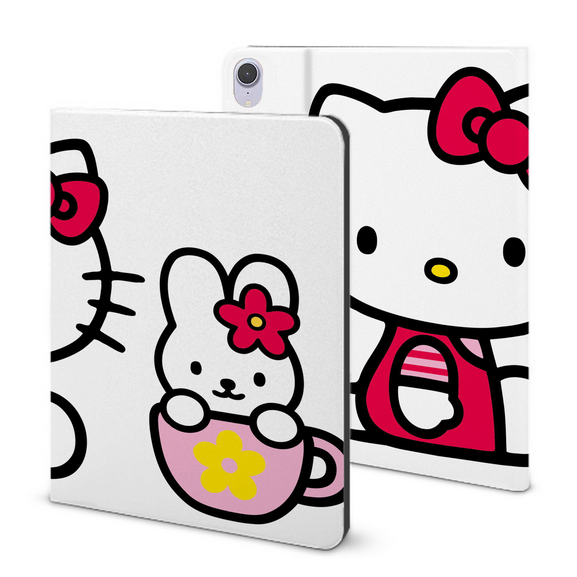 （画像用） Hello Kitty ハローキティ IPad ケース ブック型 PUレザー TPU 耐衝撃 軽量 薄型 ペン収納なし 全面保護 IPad 各モデル対応
